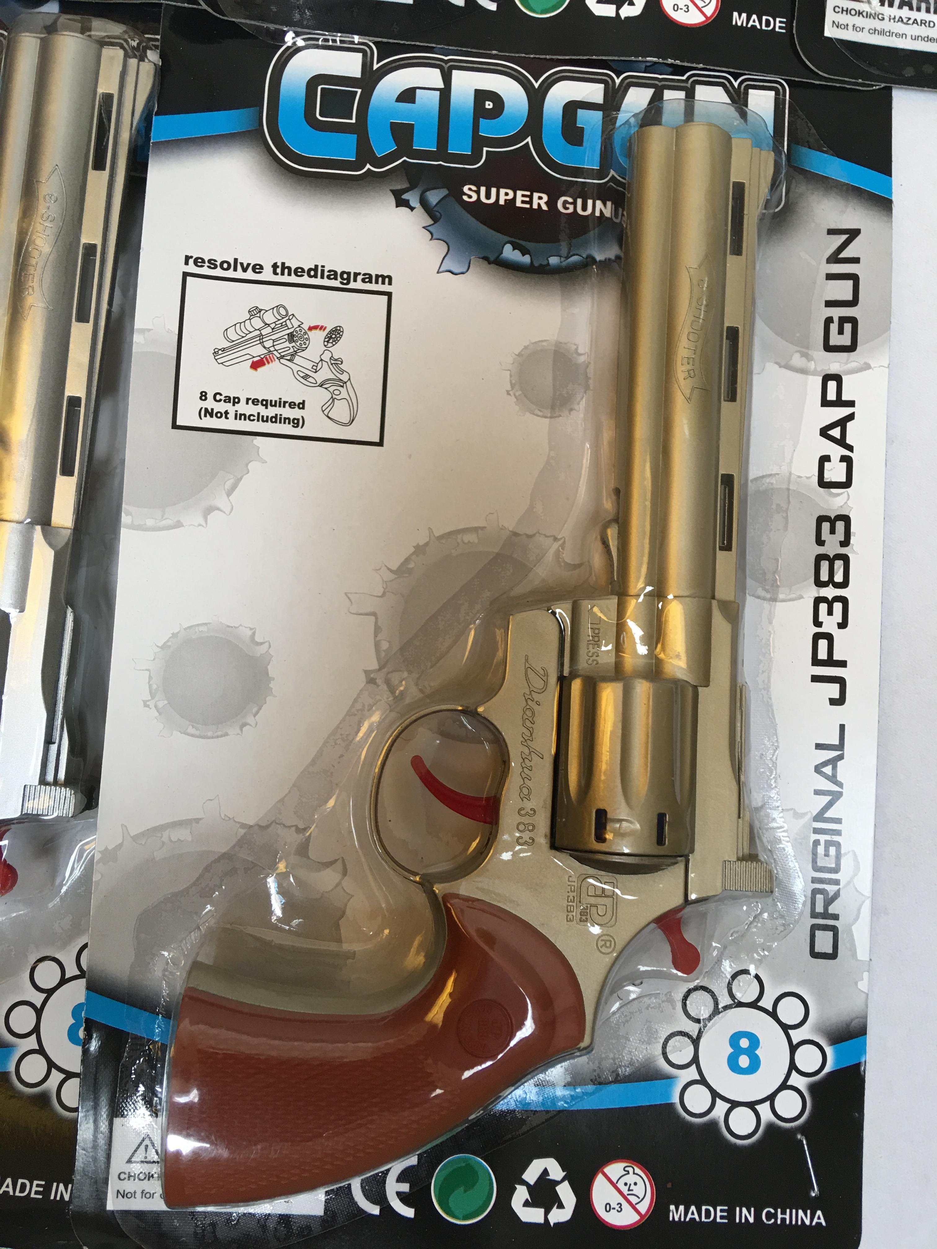 ปืนแก๊ปลูกโม่ยาว เด็กเล่น Cap Gun Super Gun สีทอง โม่ 8 นัด แถมลูกแก๊ป