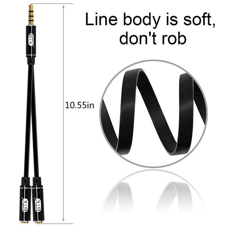 ERTK Headphone Adapter สายแปลงหูฟัง 1 ออก 2 ให้รองรับ 2 ตัวพร้อมกัน สำหรับมือถือ / MP3 / Tablet / PC / Notebook