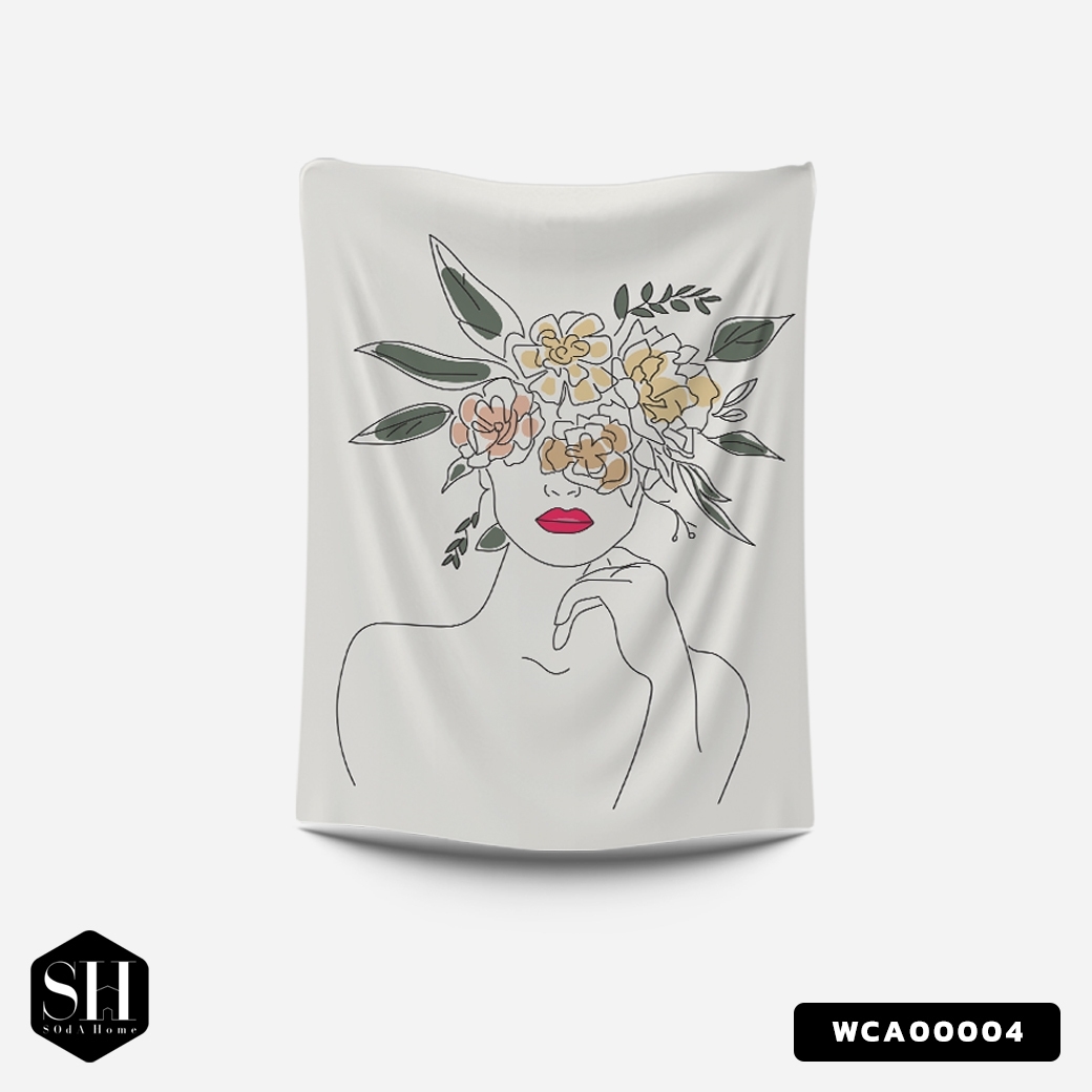 ผ้าติดผนัง ผ้าแขวนผนัง ผ้าตกแต่ง Cream Yves Rose WCA00004 #SOdAhome #SOdAPrintinG #WallCloth