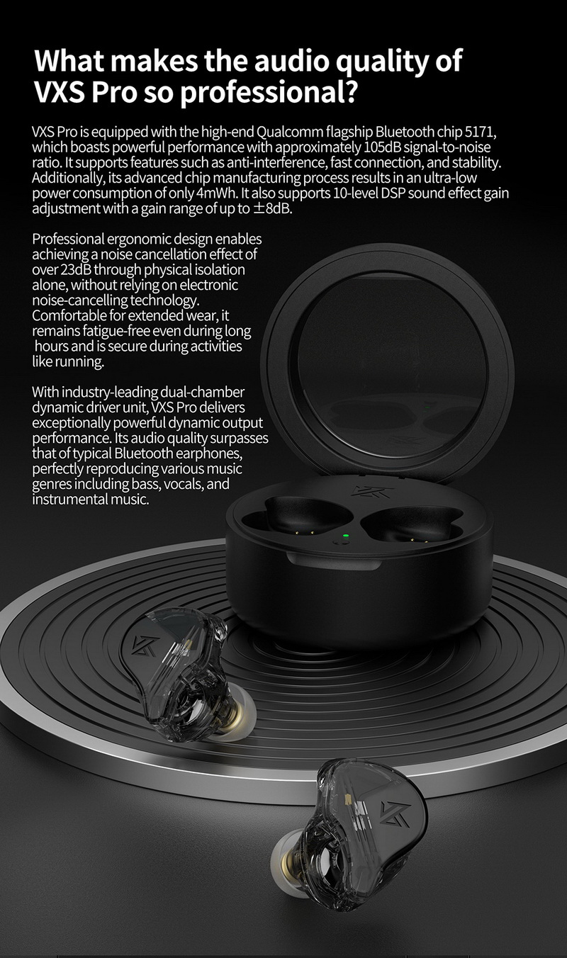 ขาย KZ VXS PRO หูฟัง TWS หูฟังไร้สายรองรับ Bluetooth5.3 ประกันศูนย์ไทย