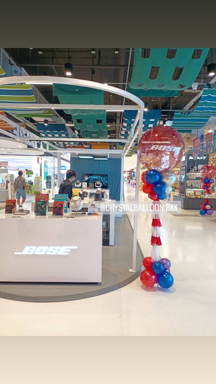 เสาลูกโป่ง เปิดร้าน Bubble ขนาด 36" กลิตเตอร์สีแดง 1 เสา พร้อมตกแต่ง สามารถเปลี่ยนสีลูกโป่ง/เปลี่ยนข้อความได้