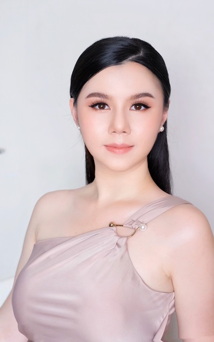 พร้อมเช่า ชุดราตรียาว ชุดเดรส ไหล่เฉียง จับเดรปหน้า สีส้มอิฐ สีน้ำตาล สีเบจ