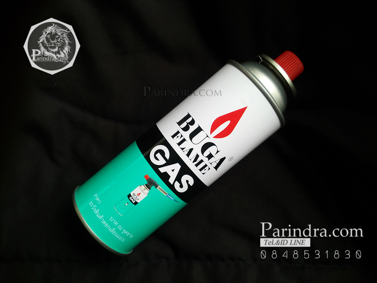 แก๊สสวมหัวปีนแก๊ส แก๊สกระป๋องฝาแดง ขนาดบรรจุ 375ml BUGA FLAME GAS refill แก๊สกระป๋อง