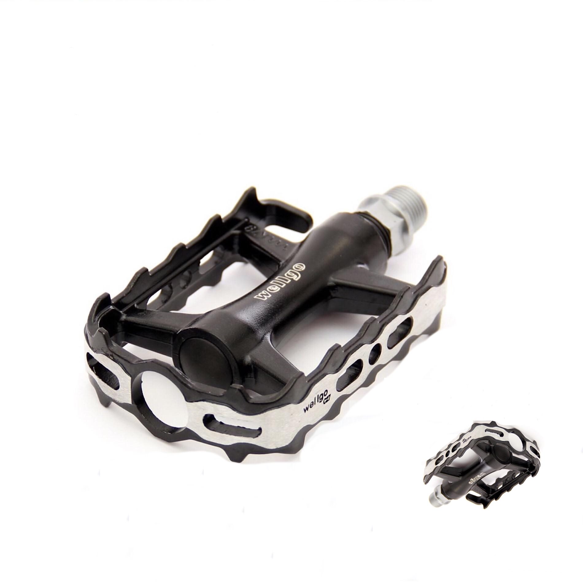 บันได MTB แกนใหญ่ Wellgo LU-C27GB Sealed bearing pedal สีดำ ขอบ CNCเงิน