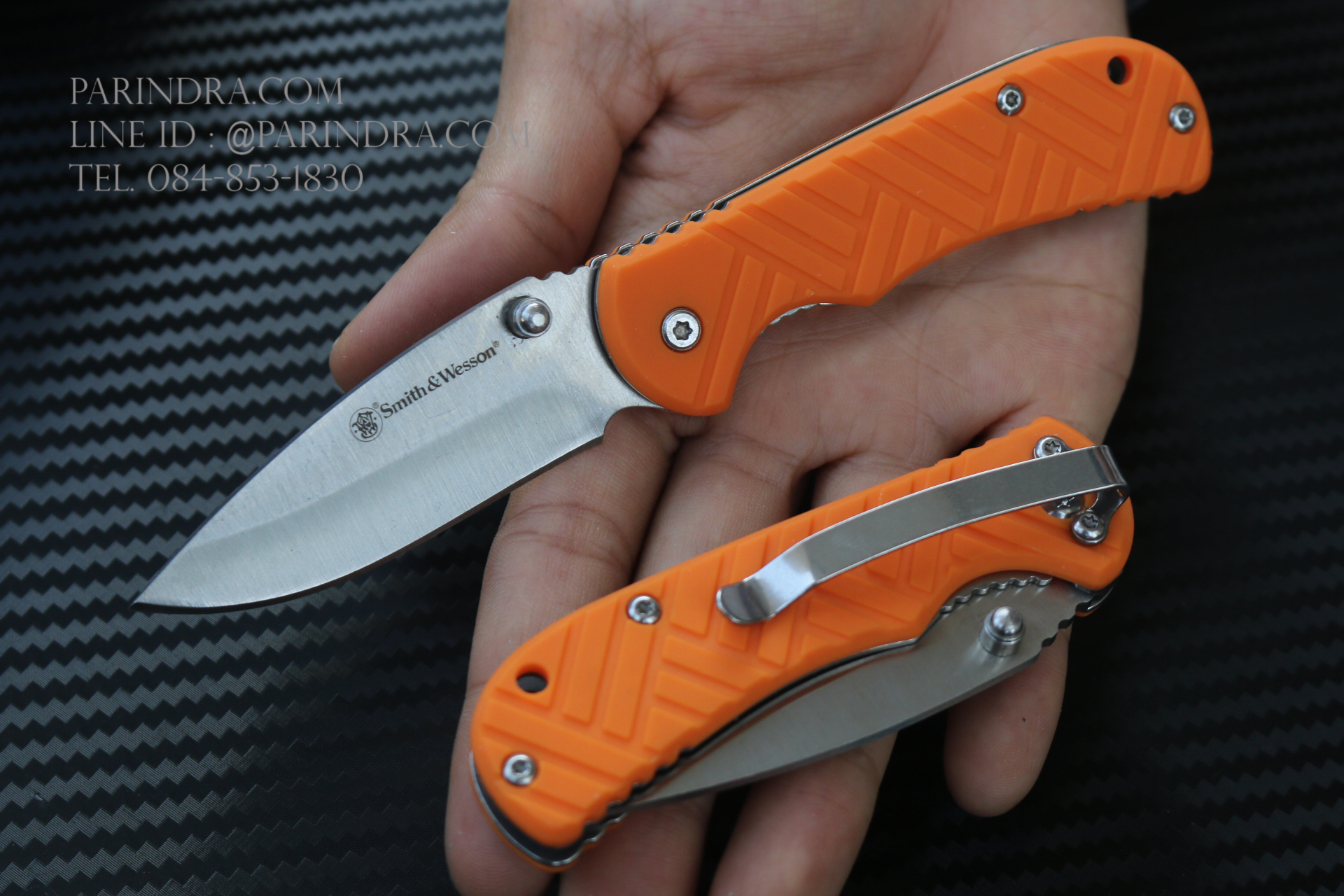 มีดพับขนาดเล็ก Smith & Wesson ด้ามส้ม (OEM)