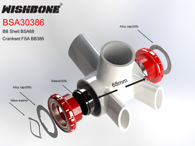 กะโหลก WISHBONE BB386 Ceramic | Shimano HT2 / SRAM DUB / Praxis M30 | เฟรมมาตรฐาน 46x86.5mm | น้ำหนักเบา 121–130 กรัม | รับประกัน 2 ปี