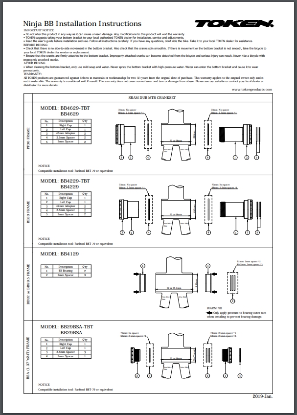 กะโหลก TOKEN NINJA Zenith DUB Zenith BB4229 ใส่เฟรม BB30