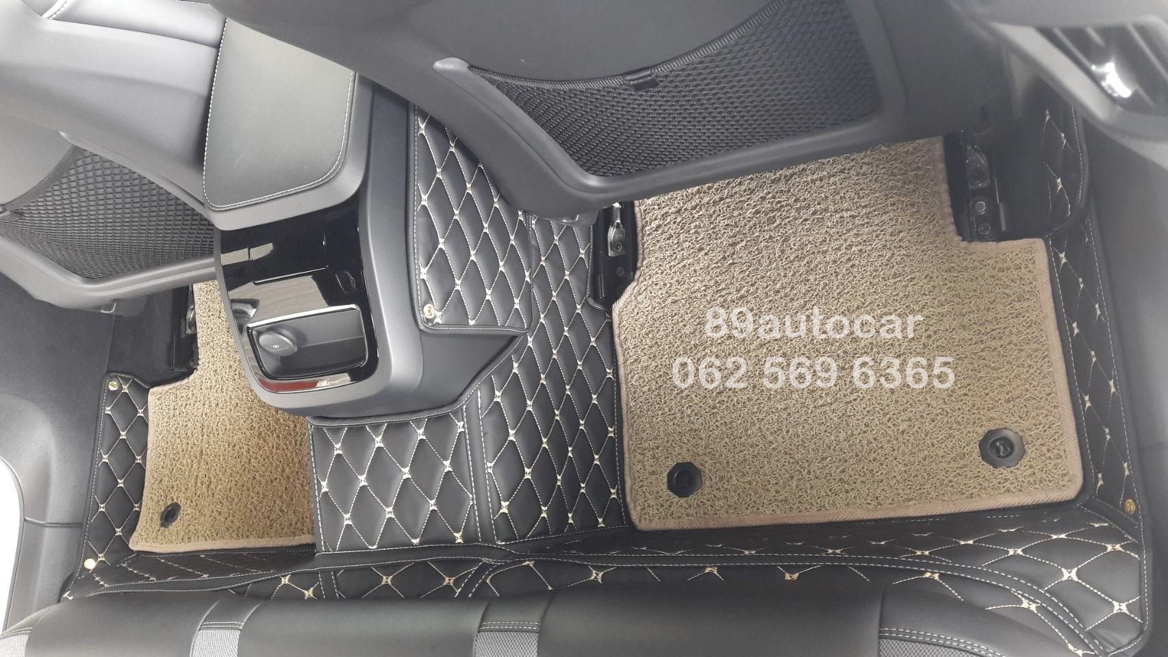 พรมรถยนต์ เข้ารูป Volvo S60 2021 ปูพรม7D สีดำด้ายทอง + พรมดักฝุ่นสีครีม เต็มคัน