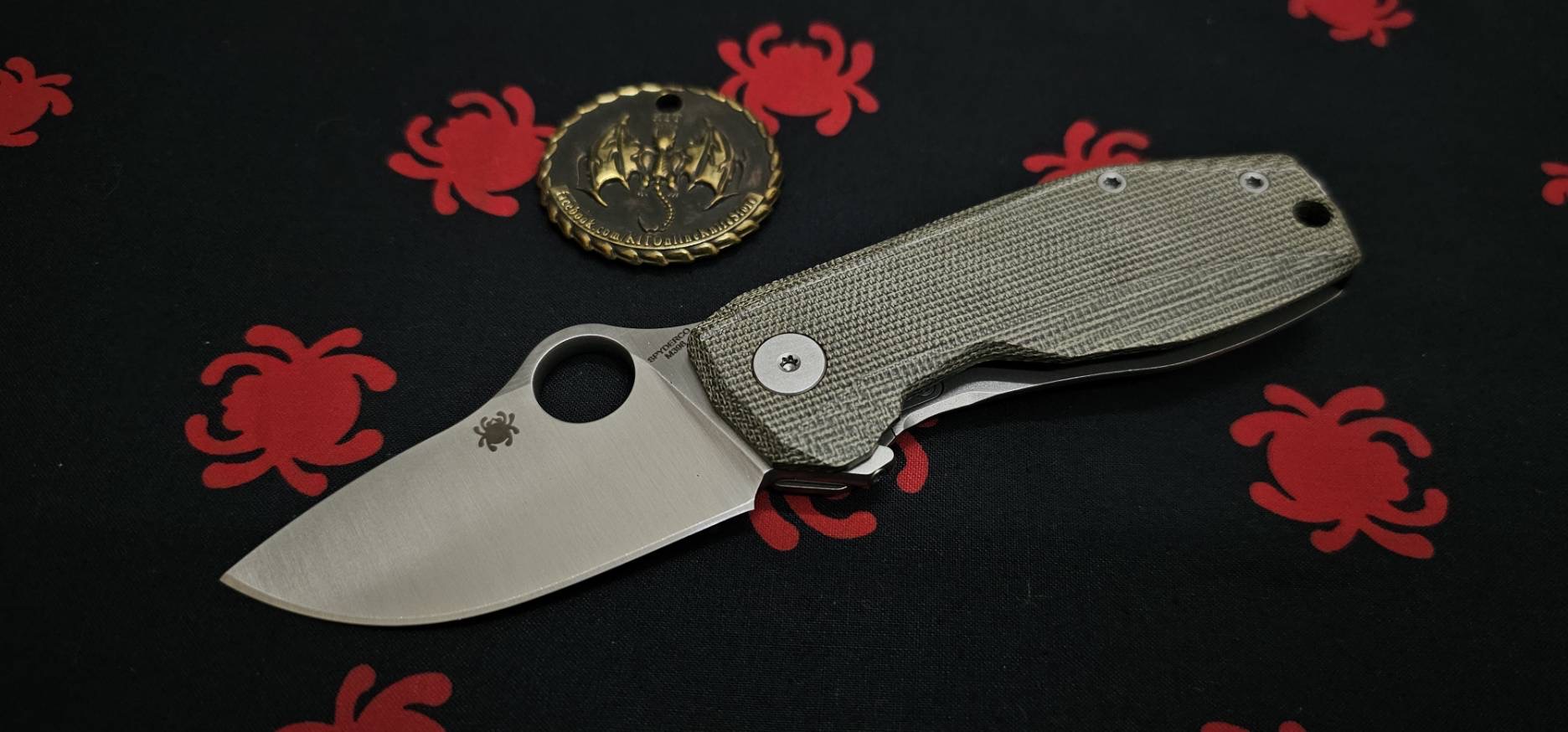 Spyderco SpyNano Flash Batch R.I.L. Knife Ti/Green Micarta (2.6" Satin M398)