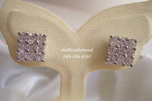สินค้าหมด==BE307RD ต่างหูเพชร กรอบสี่เหลี่ยมเพชร 9 เม็ด รูปแบบเก๋มากๆ ใส่ได้ทั้งสี่เหลี่ยมจตุรัสแบบ ตรงๆ หรือ เฉียงก็สวย เพชรวิ๊งๆเลย ใส่ติดหู ดูไฮโซ
