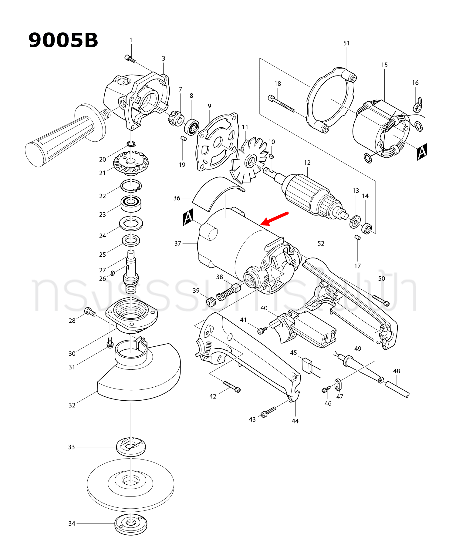 เสื้อฟิลคอยล์ หินเจียร Makita มากีต้า 9005B Pn.156734-4 (แท้) ##