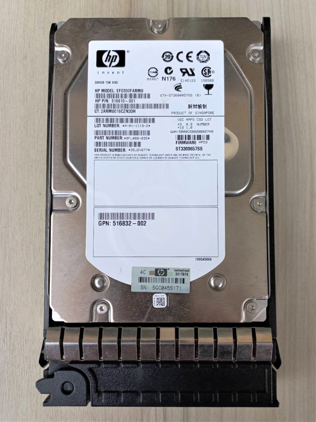 416127-B21 488060-001 516810-001 HP 300-GB 6G 15K 3.5 DP SAS.