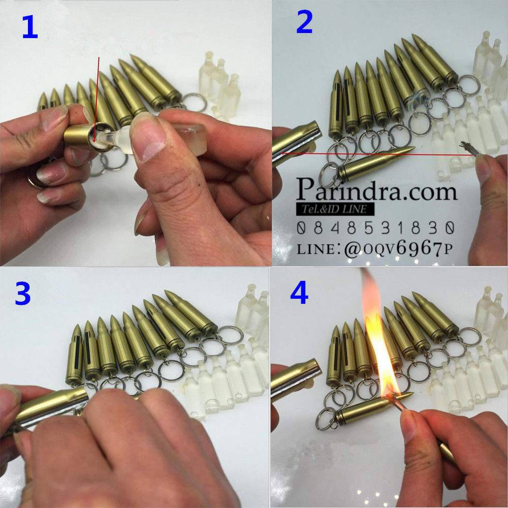 ไม้ขีดไฟไม่กลัวน้ำ เติมน้ำมันรอนสันในการจุด แบบกระสุน