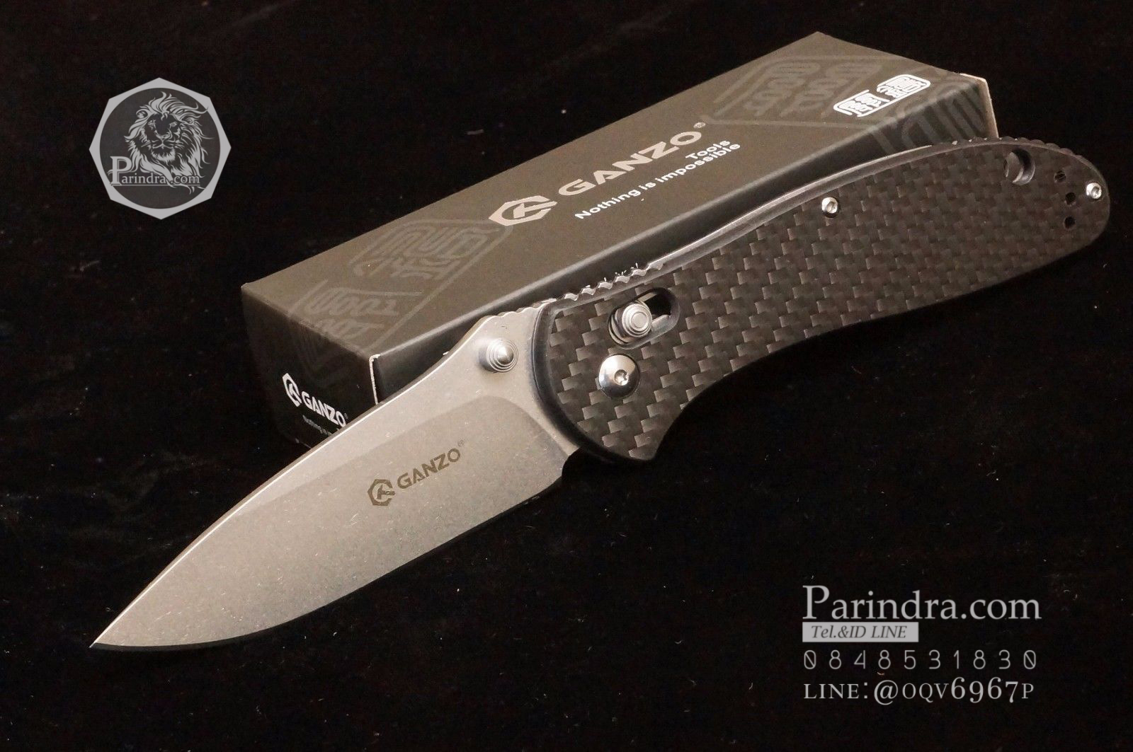 ขายมีดพับ Ganzo กานโซ่ รุ่น G7392-CF ด้ามลายคาร์บอนไฟเบอร์ ของแท้ 100%