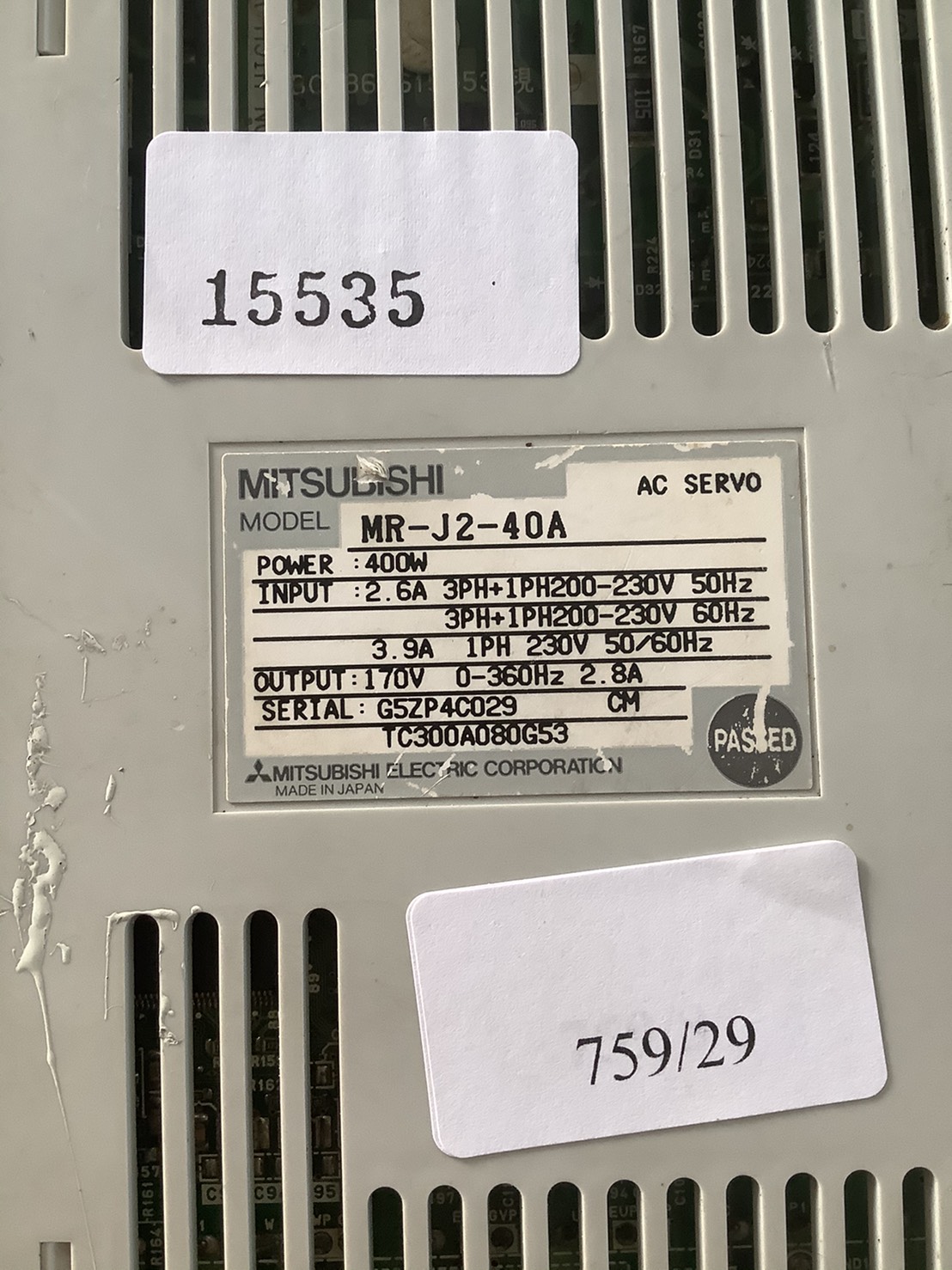 SERVO DRIVE “ MITSUBISHI ” รุ่น MR-J2-40A