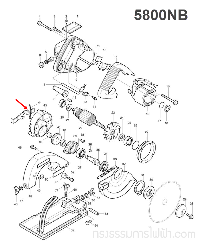 SPINDLE LOCK เลื่อยวงเดือน Makita-มากีต้า 5800NB [#44] Pn.163097-1 (แท้) ##
