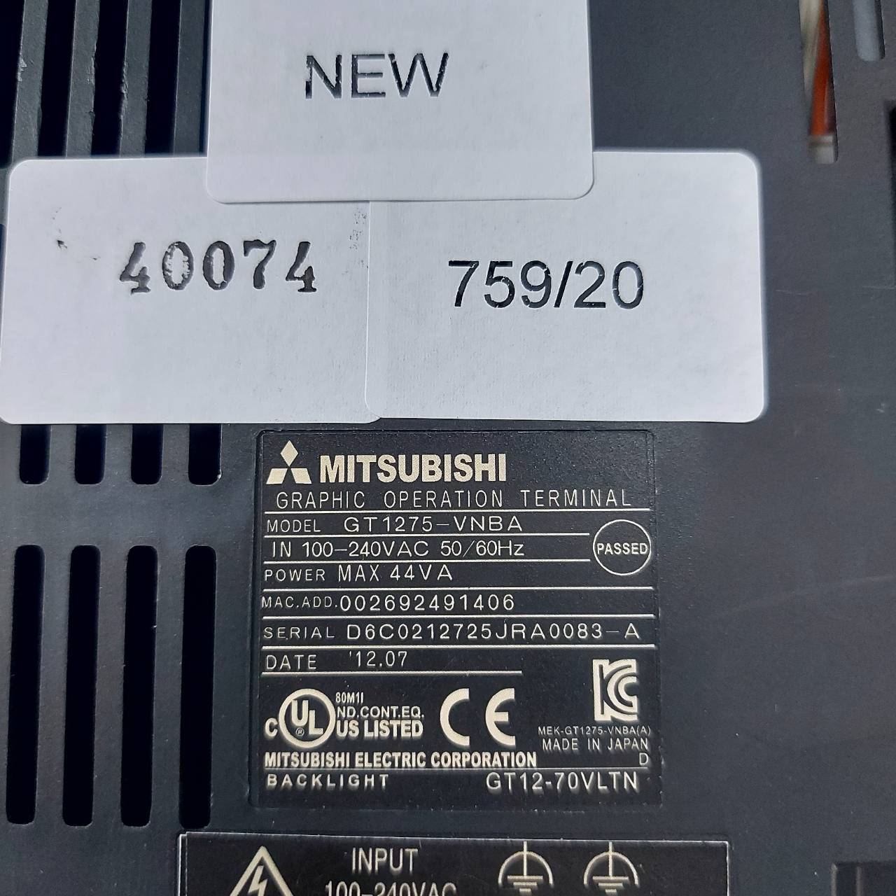 GT1275-VNBA HMI " MITSUBISHI "