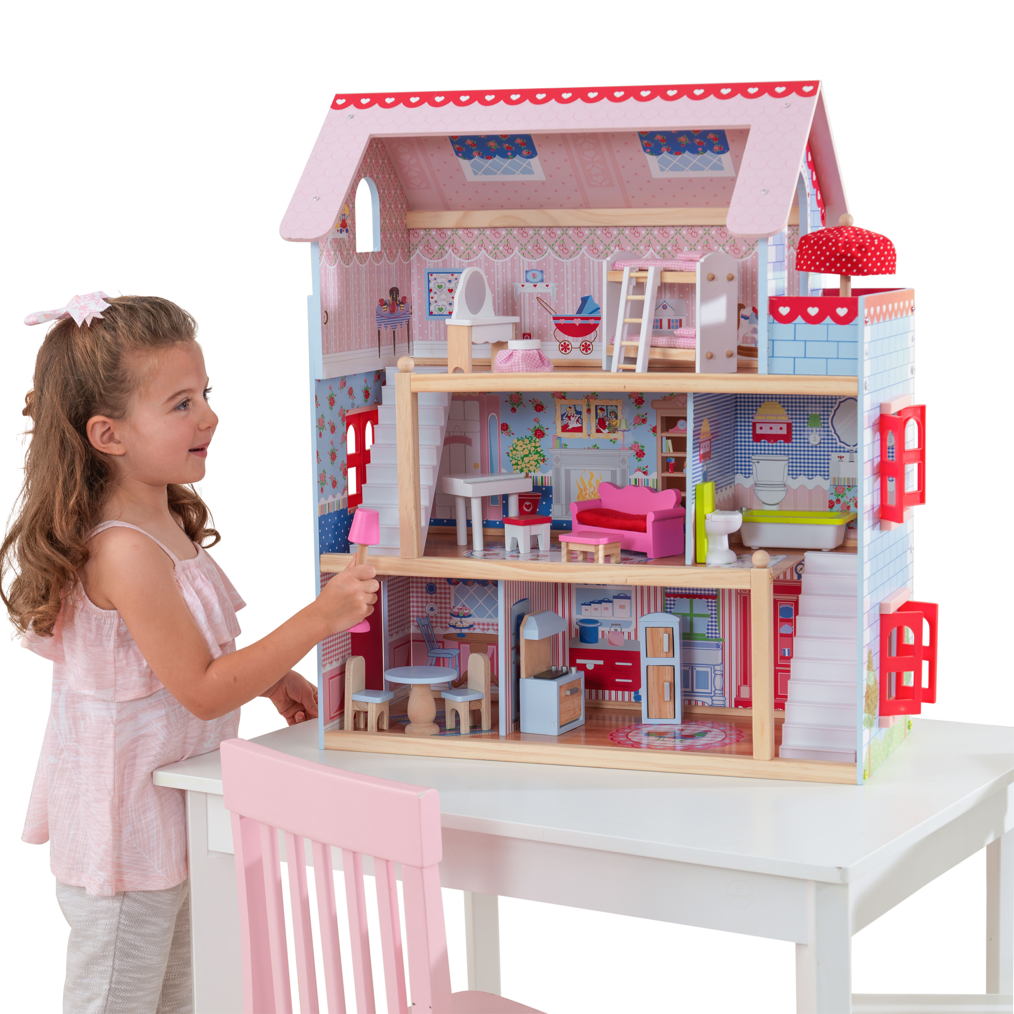KidKraft Chelsea Doll Cottage with Furniture บ้านตุ๊กตาเชลซี คอทเทจ มาพร้อมกับเฟอร์นิเจอร์