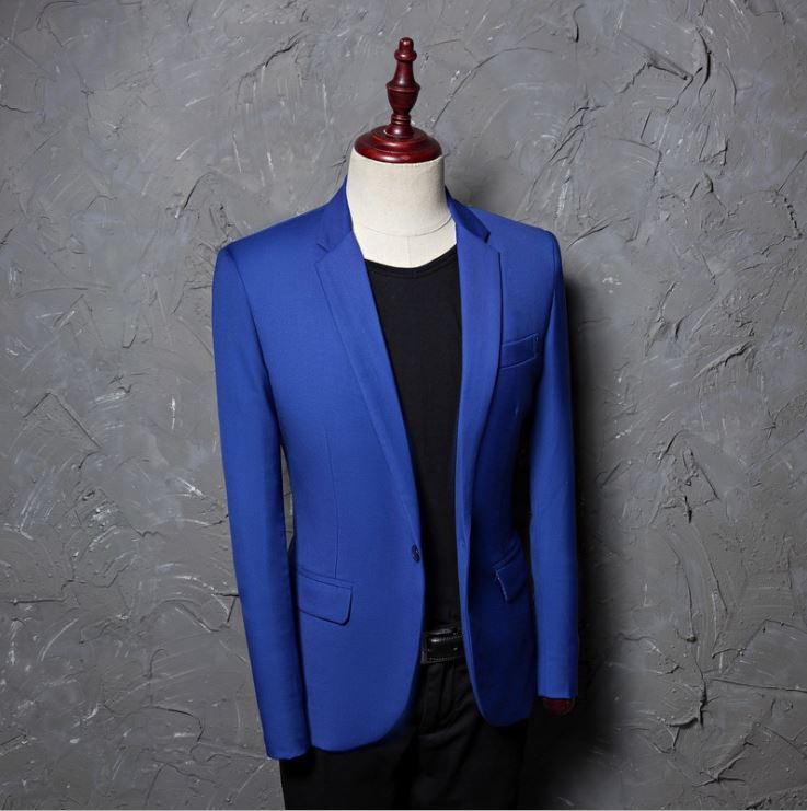 Pre-order เสื้อสูทชาย สีน้ำเงินสด ทรงสลิมฟิต **เฉพาะเสื้อ**