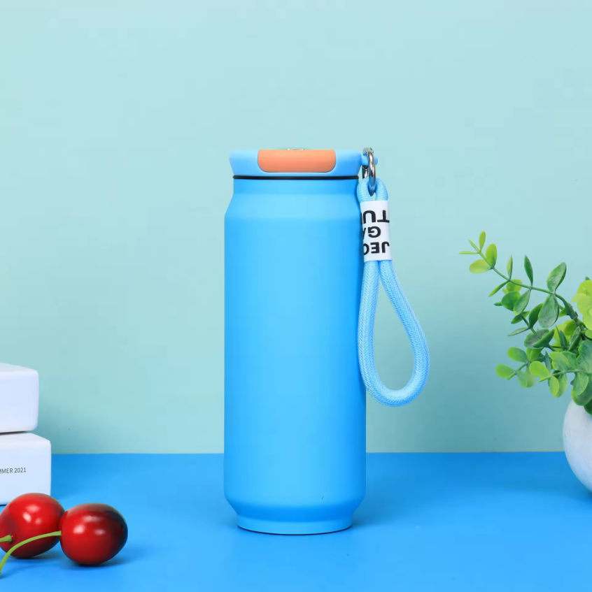 กระบอกสแตนเลส ทรงแคน ฝาหูหิ้วเชือกไนล่อน 500 ml