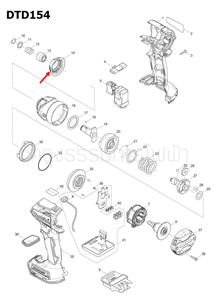 BUMPER สว่านไร้สาย Makita มากีต้า DTD154 [#14] Pn.424873-1 (แท้) ##