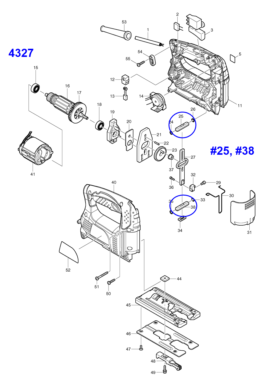 เหล็กประคอง แกนชักบน-ล่าง Makita มากีต้า, Maktec มาคเทค 4323 , 4324 , 4327, 4329, MT431, M4301, M4301B Pn.313082-6 (แท้) #A13(*)