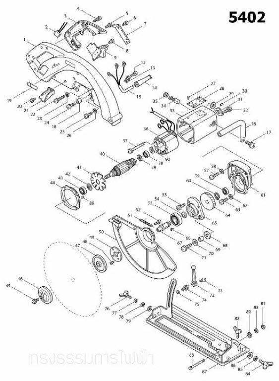 ฐานเลื่อยวงเดือน เลื่อยวงเดือน Makita มากีต้า 5402 [#87] Pn.134290-4 (แท้) ##