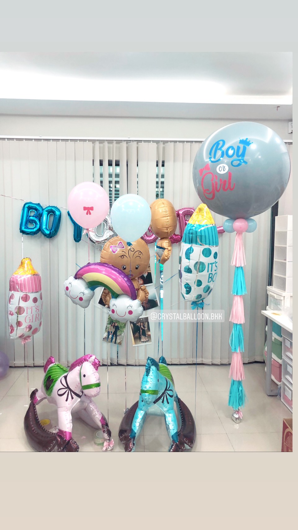 Gender Reveal ลูกโป่งทายเพศน้อง ลูกโป่งยาง ขนาด 36" พร้อมตกแต่ง ฟอยล์ตัวอักษร Boy Or Girl,ฟอยล์ตกแต่ง 7 ชิ้น สามารถเปลี่ยนสีลูกโป่ง/เปลี่ยนฟอยล์ตกแต่งได้