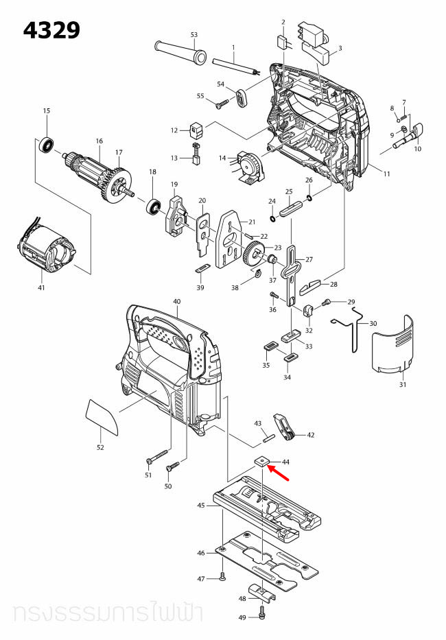 HOLDER เลื่อยจิ๊กซอว์ มาคเทค-Maktec,มากีต้า-Makita MT431, M4301B, 4323, 4324, 4327, 4329 Pn.343540-8 (แท้) ##