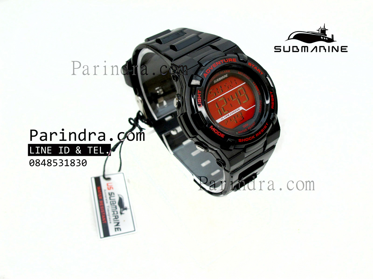 นาฬิกา US submarine รุ่น TP1322L ระบบดิจิตอล ขนาดเล็กเท่า Baby-G สีดำ-แดง