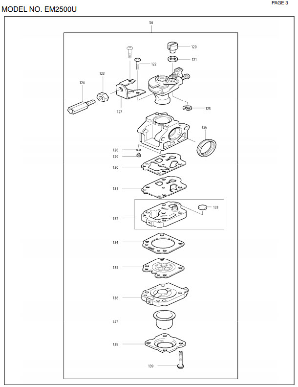 คาร์บูเรเตอร์ เครื่องตัดหญ้า 2 จังหวะ รุ่น EM2500U [#56] Pn.DA00000115 (แท้) ##