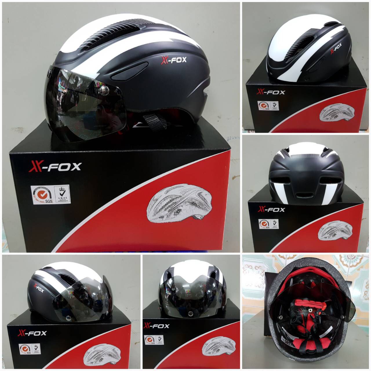 หมวกจักรยานมีแว่น X-FOX,XF-007 มี 1 เลนส์ AERO HELMETS