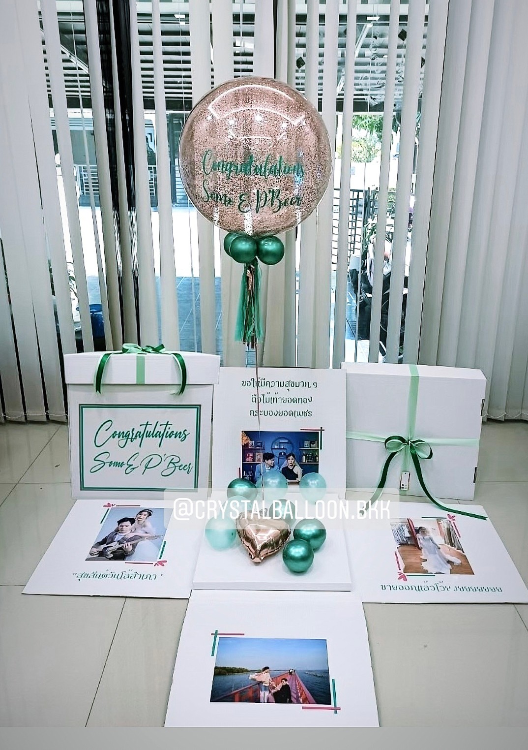 ลูกโป่ง แสดงความยินดี Bubble ขนาด 24" แบบกล่องเซอร์ไพรส์ พร้อมตกแต่ง สามารถใส่รูปได้ 4 ใบ สามารถเปลี่ยนสีลูกโป่ง/เปลี่ยนข้อความได้