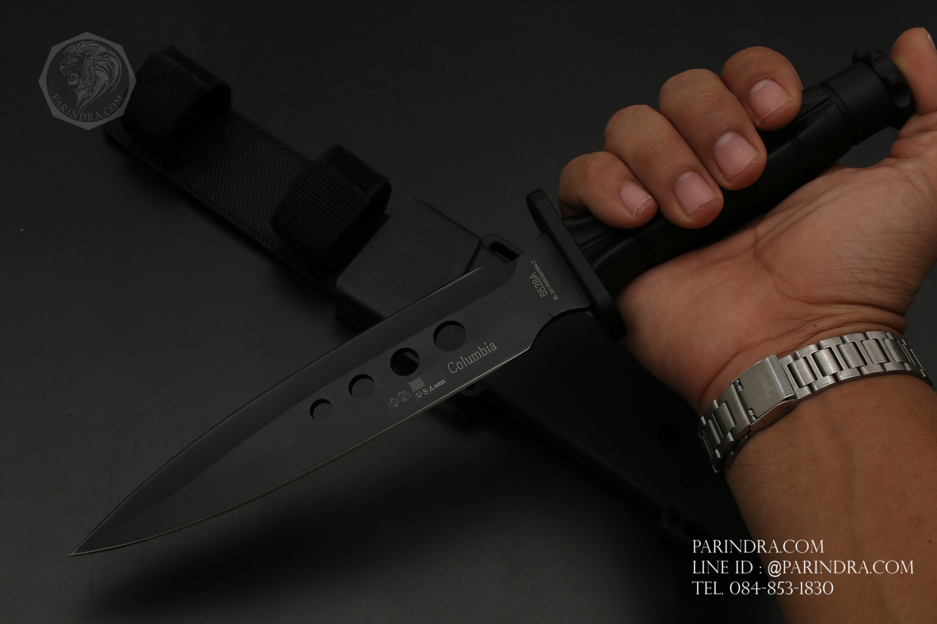 มีดใบตาย Columbia รุ่น 5528A ใบมีสองคม พร้อมปลอกมีด พร้อมใช้