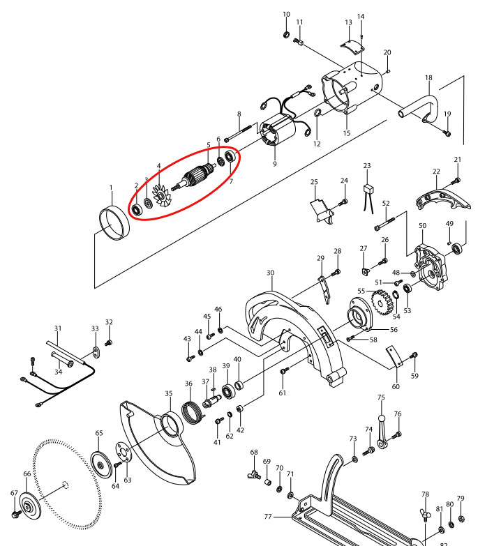 ทุ่น เลื่อยวงเดือน Makita มากีต้า 5401N (แท้) ##