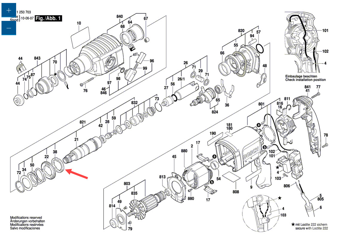 จานล็อค สว่าน โรตารี่ บอส BOSCH GBH 2-22E, 2-22RE, 2-23E, 2-23RE Pn.1610190045 (แท้) ##