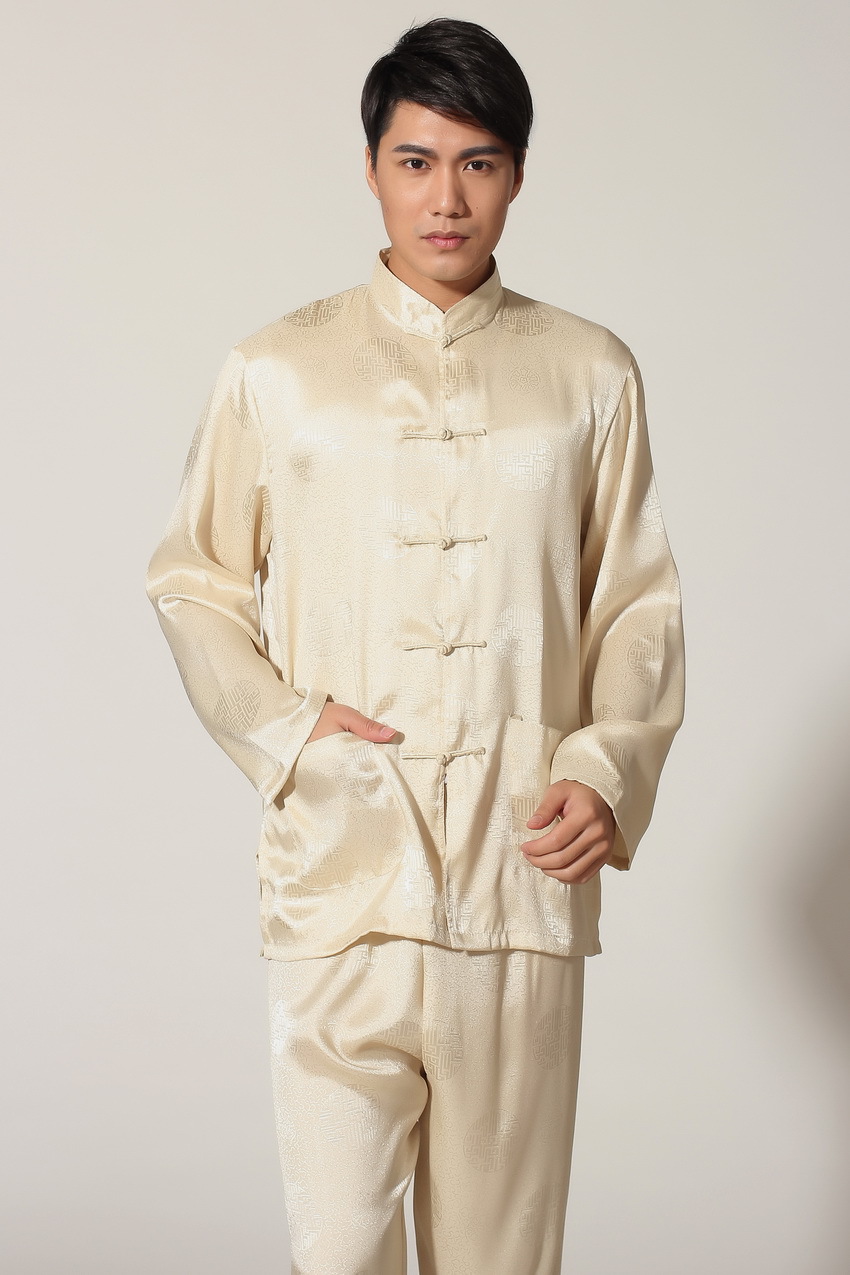 Pre-order ชุดจีน ชาย เสื้อพร้อมกางเกง สีทอง