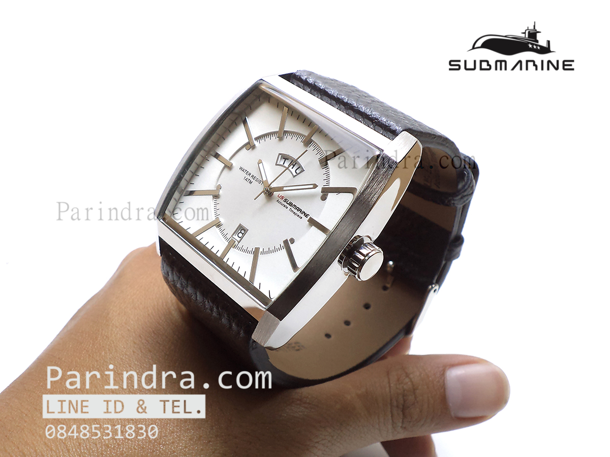 นาฬิกา US Submarine J103MDD ของแท้ 100 % สายหนังดำหน้าปัดขาวเข็มเงิน