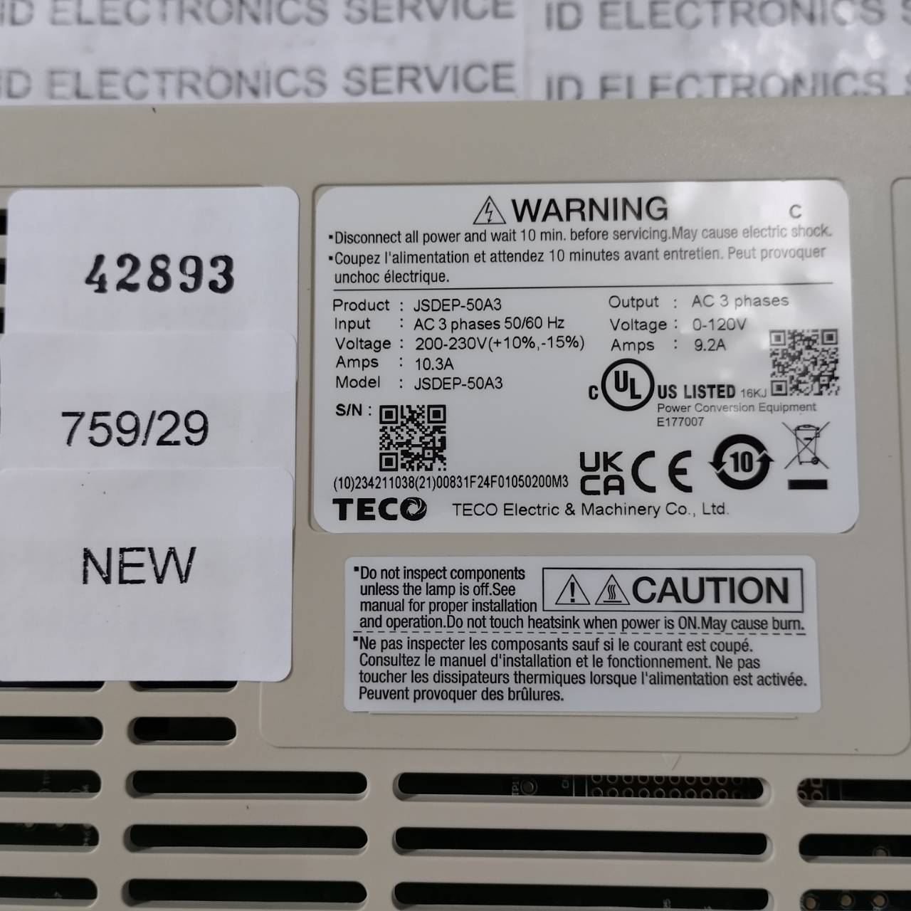 JSDEP-50A3 SERVO DRIVE " TECO "