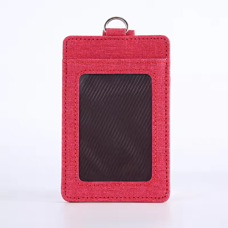 ซองใส่บัตรหนัง PU (มีช่องบัตรด้านหลัง) ขนาด 7.2*11 ซม. พร้อมสายคล้องคอ