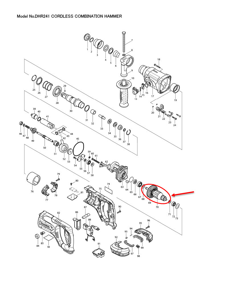 ทุ่น Makita มากีต้า DHR241, BHR241, BHR202, HR202D Pn.519226-8 (แท้) ##