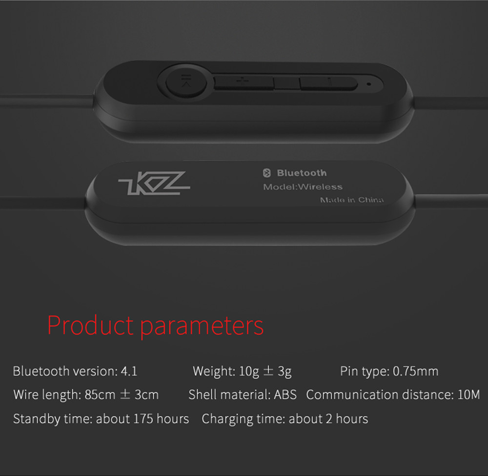 ขายสายหูฟัง KZ Bluetooth สำหรับหูฟัง KZ ZST/ED12 , ZS3/ZS5 รองรับ Bluetooth 4.1,ใช้รับสาย,เปลี่ยนเพลง,เพิ่มระดับเสียงได้