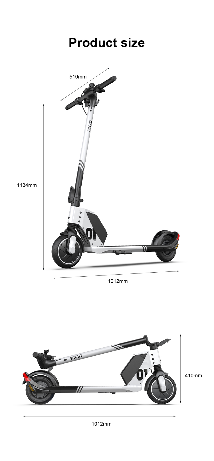 สกู๊ตเตอร์ไฟฟ้า PXID URBAN-P1 New Design Two Wheel Offroad E Scooter 350W Dual Motor Electric Scooter 2023