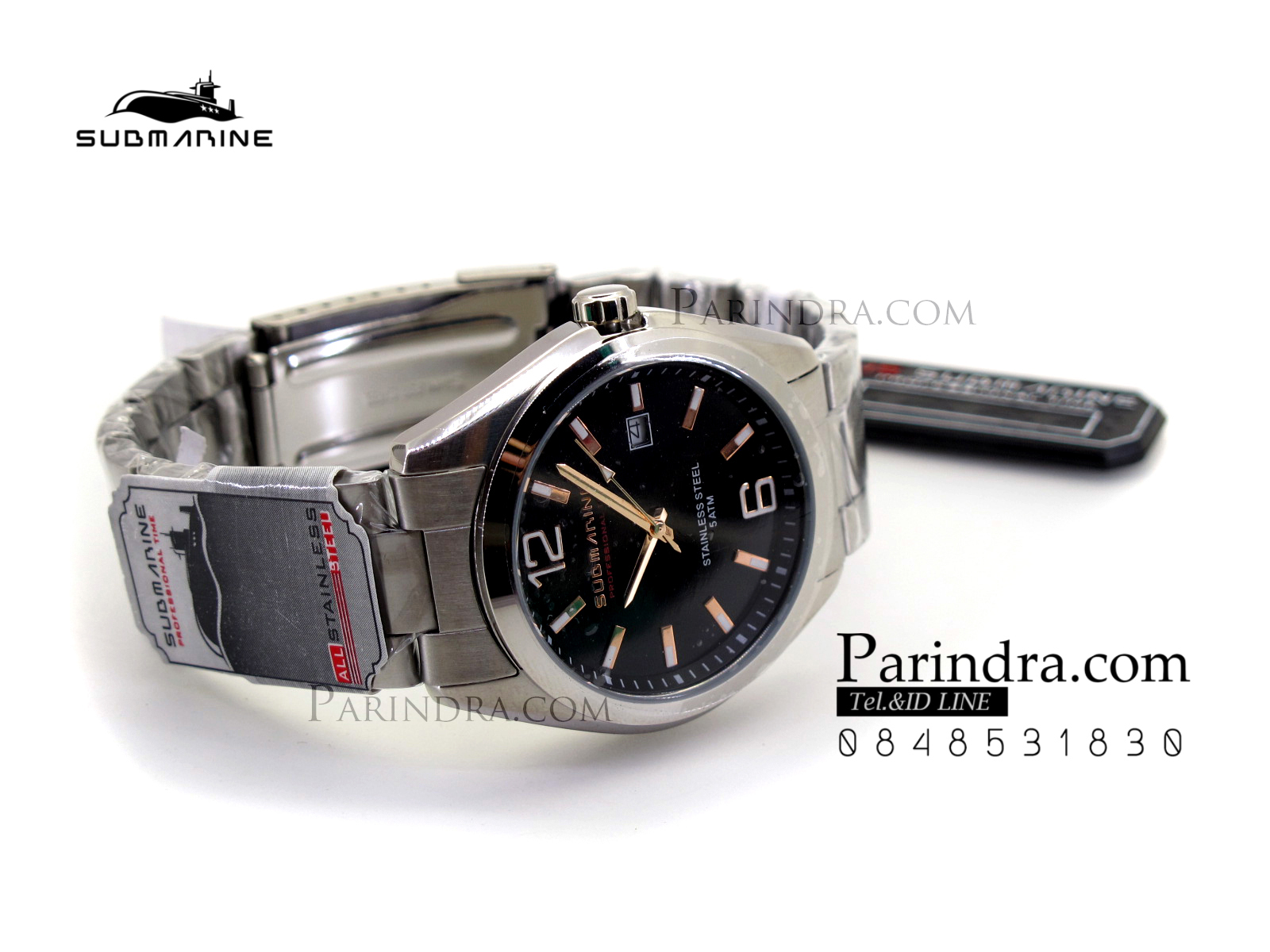 นาฬิกา US submarine รุ่น SUB039 แสตนเลสหน้าปัดสีดำ ของแท้100%