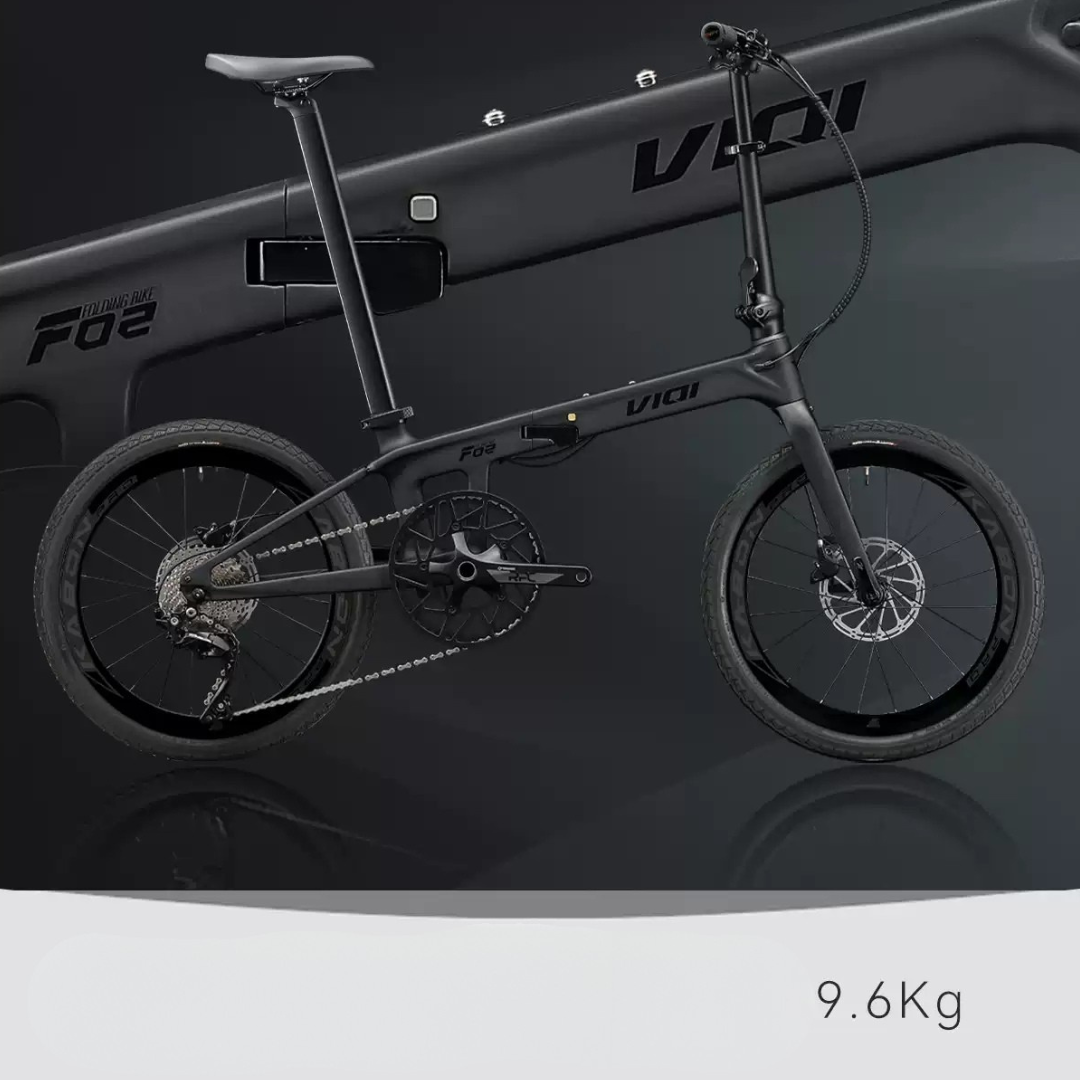 จักรยานพับได้ VIQI F02 คาร์บอนไฟเบอร์ T800 | เกียร์ Shimano 9 สปีด | เบรกดิสก์น้ำมัน | น้ำหนักเบา 9.6 กก.