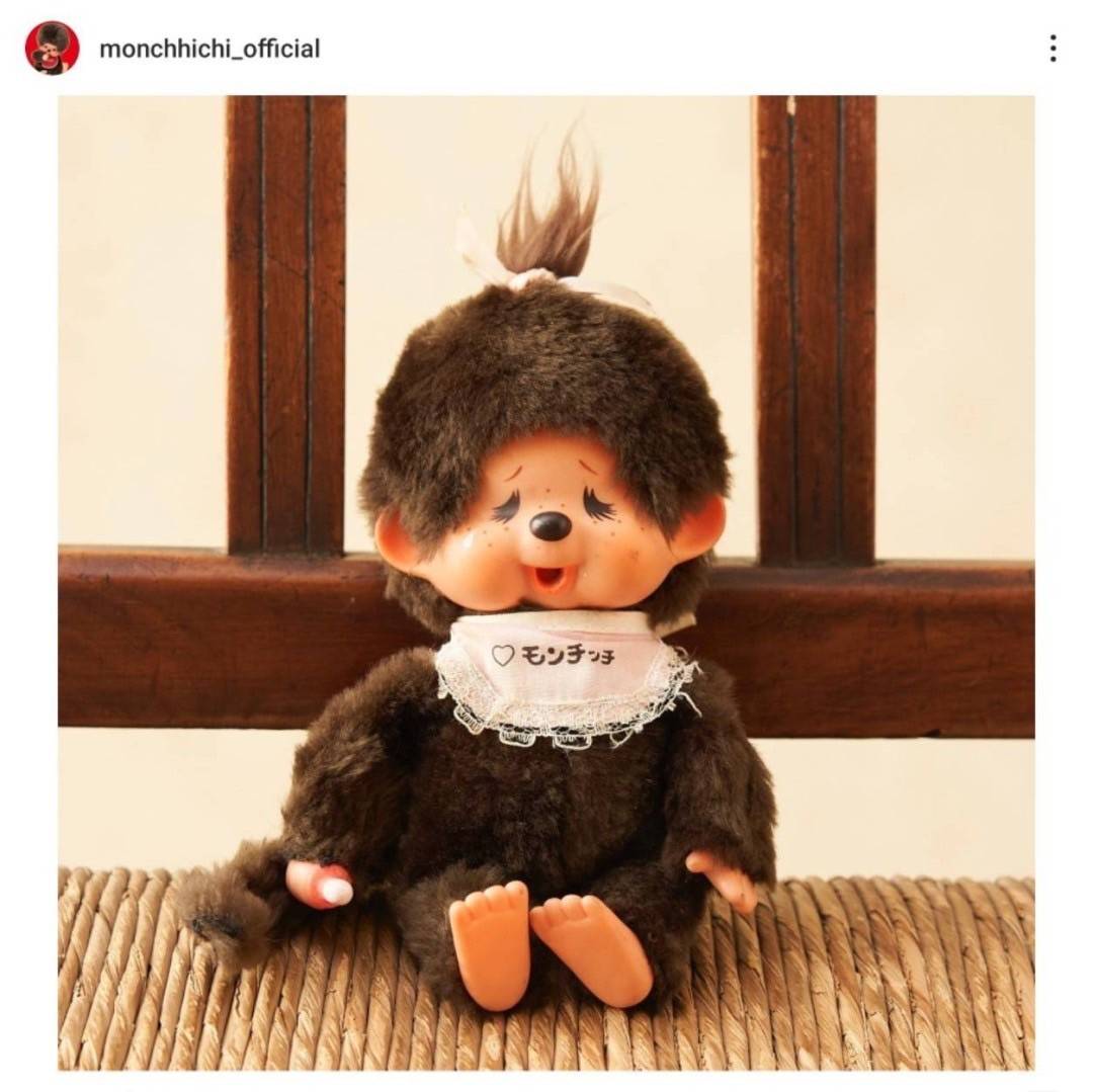 Vintage Monchhichi ความสูง20cm size S girl สีน้ำตาลสุด classic