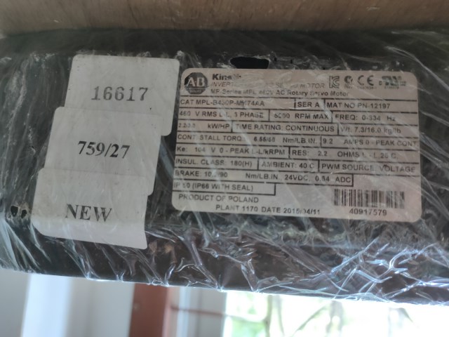 SERVO MOTOR “ ALLEN-BRADLEY ” รุ่น MPL-B450P-M1474AA