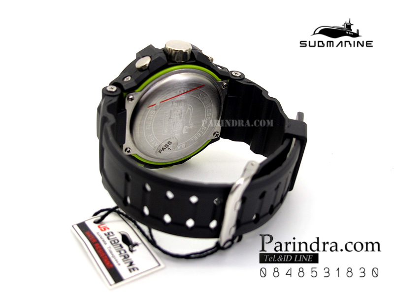 นาฬิกา US submarine Protector รุ่น TP3152M สีดำตัดเขียว จอพื้นหลังสีเทา