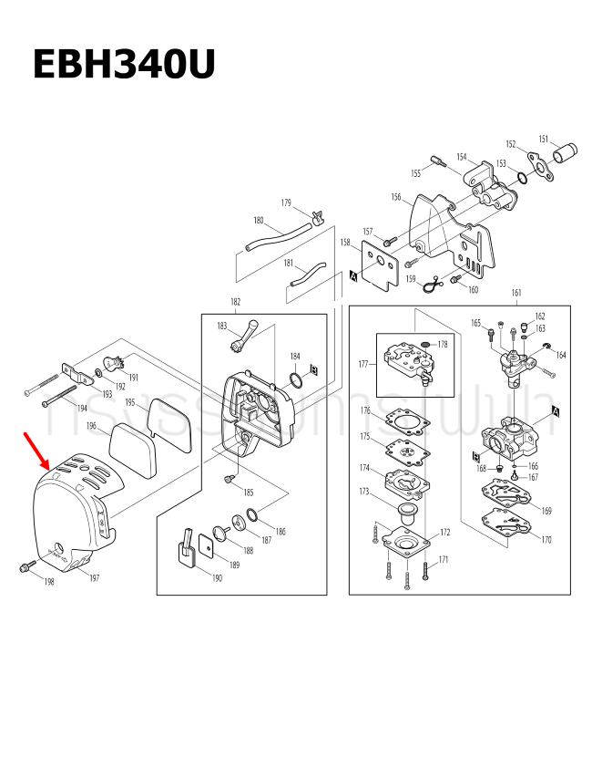 AIRCLEANERCOV เครื่องตัดหญ้า Makita มากีต้า EBH340U [#197] Pn.450561-4 (แท้) ##