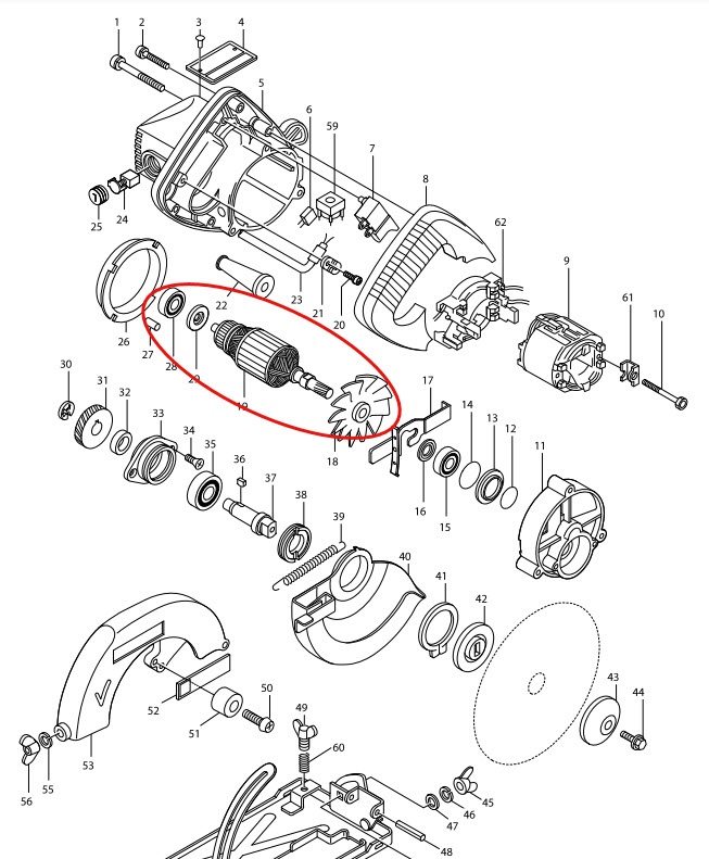 ทุ่น เลื่อยวงเดือน Makita รุ่น 5600NB (แท้) ##
